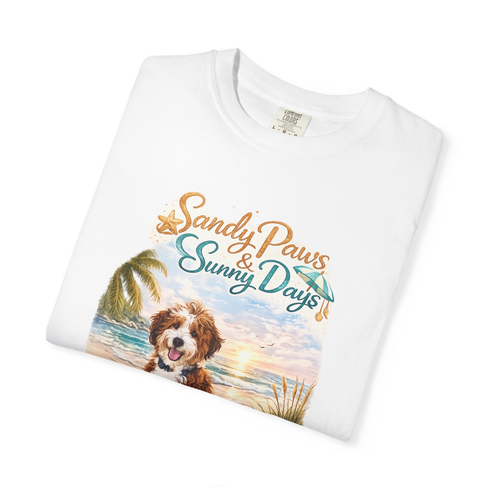 Sandy Paws Sunny Days T-Shirt — Unisex Comfort Colors Graphic Tee