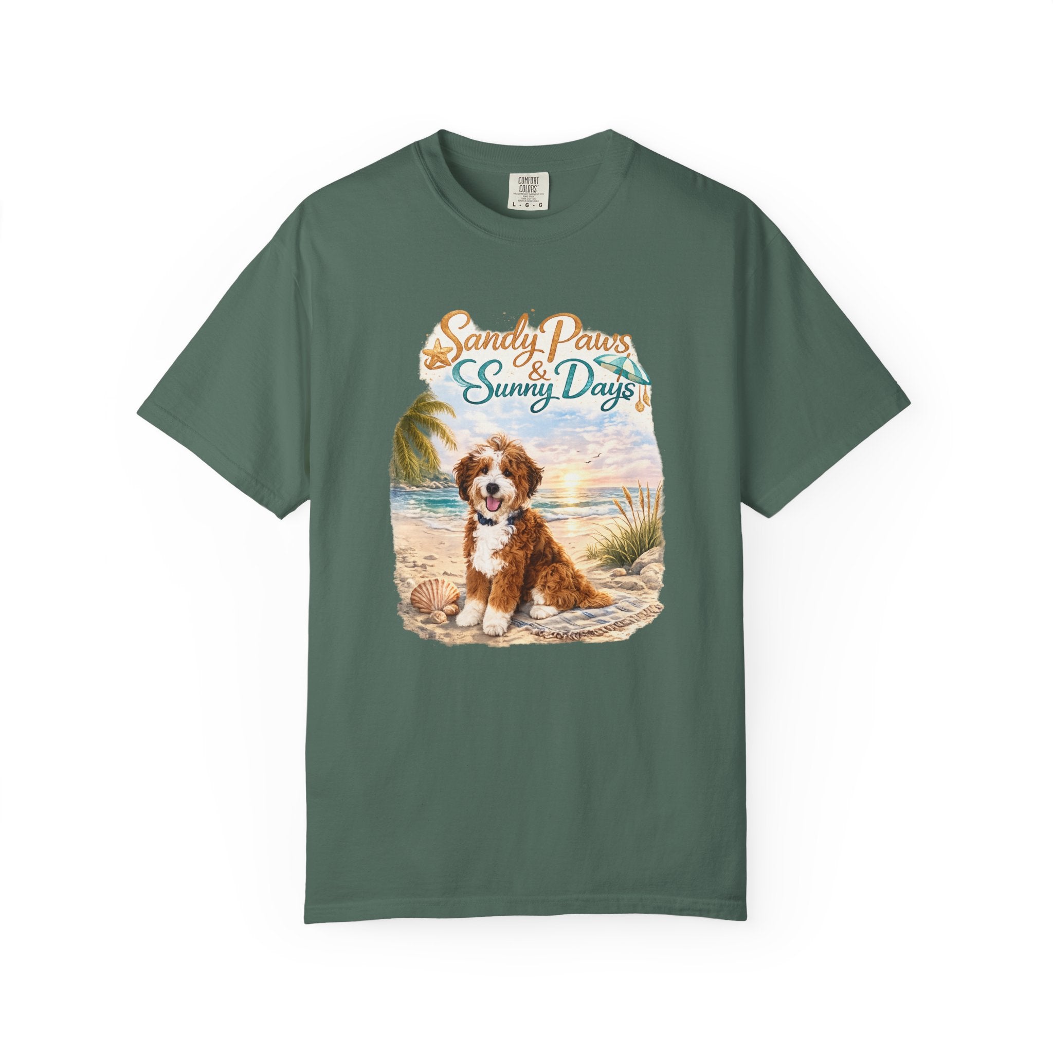 Sandy Paws Sunny Days T-Shirt — Unisex Comfort Colors Graphic Tee