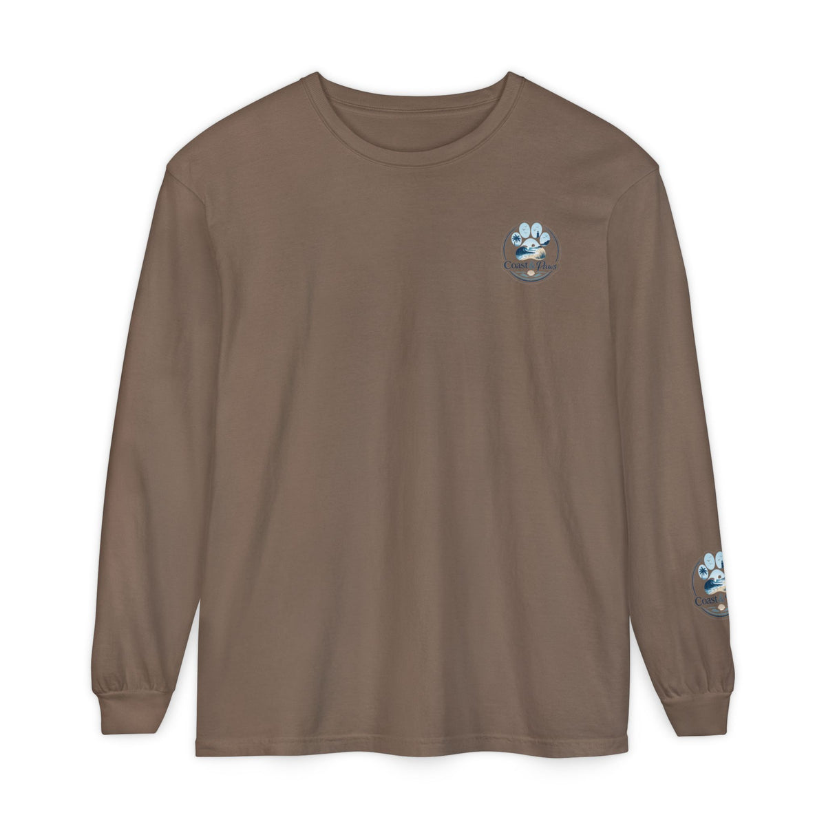 Coast & Paws Signature Soft Long Sleeve Tee — Coastal Paw Wave Graphic