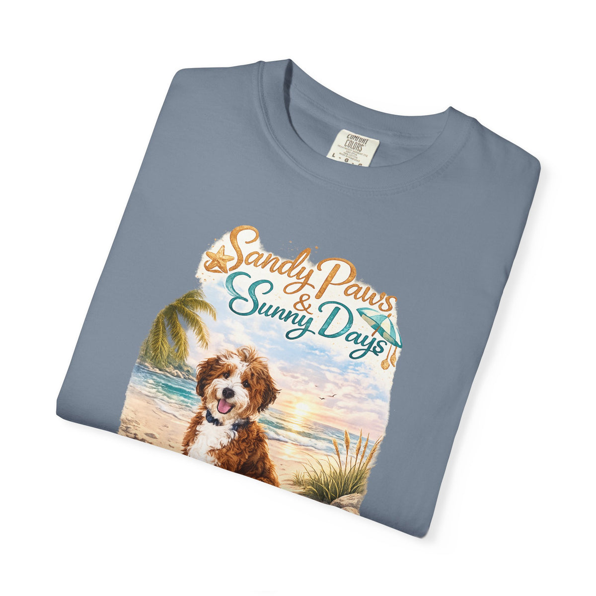 Sandy Paws Sunny Days T-Shirt — Unisex Comfort Colors Graphic Tee