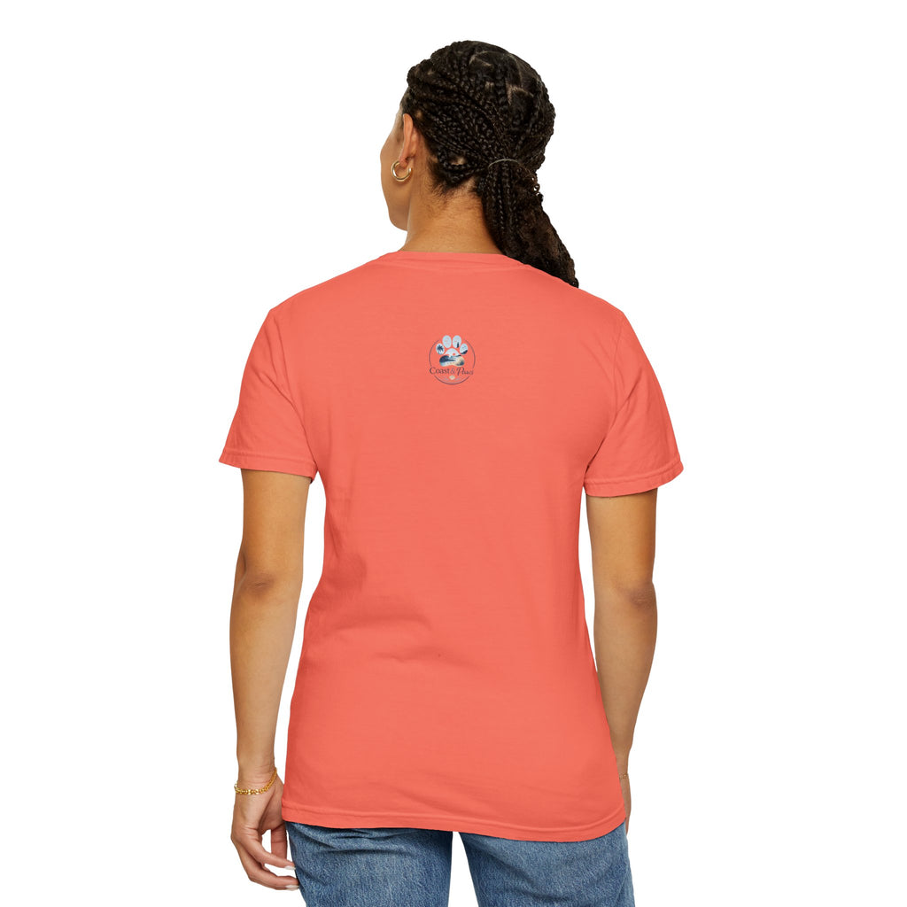 Ocean Paw Surf T-Shirt — Beach Sunset Paw Print Tee