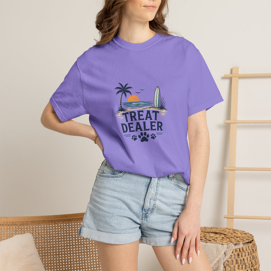 Treat Dealer Beach T-Shirt — Cute Dog Paw Surf Graphic