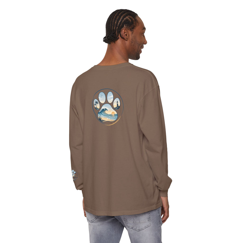 Coast & Paws Signature Soft Long Sleeve Tee — Coastal Paw Wave Graphic
