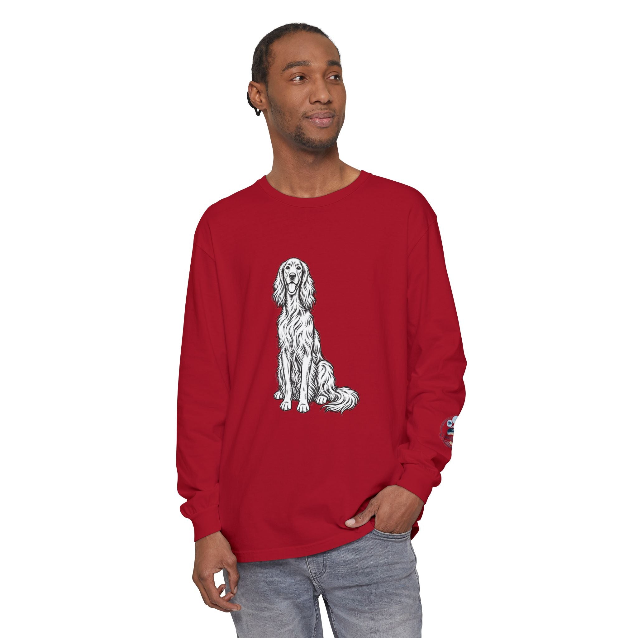 Irish Setter Unisex Long-Sleeve Tee with Coast & Paws logo on sleeve