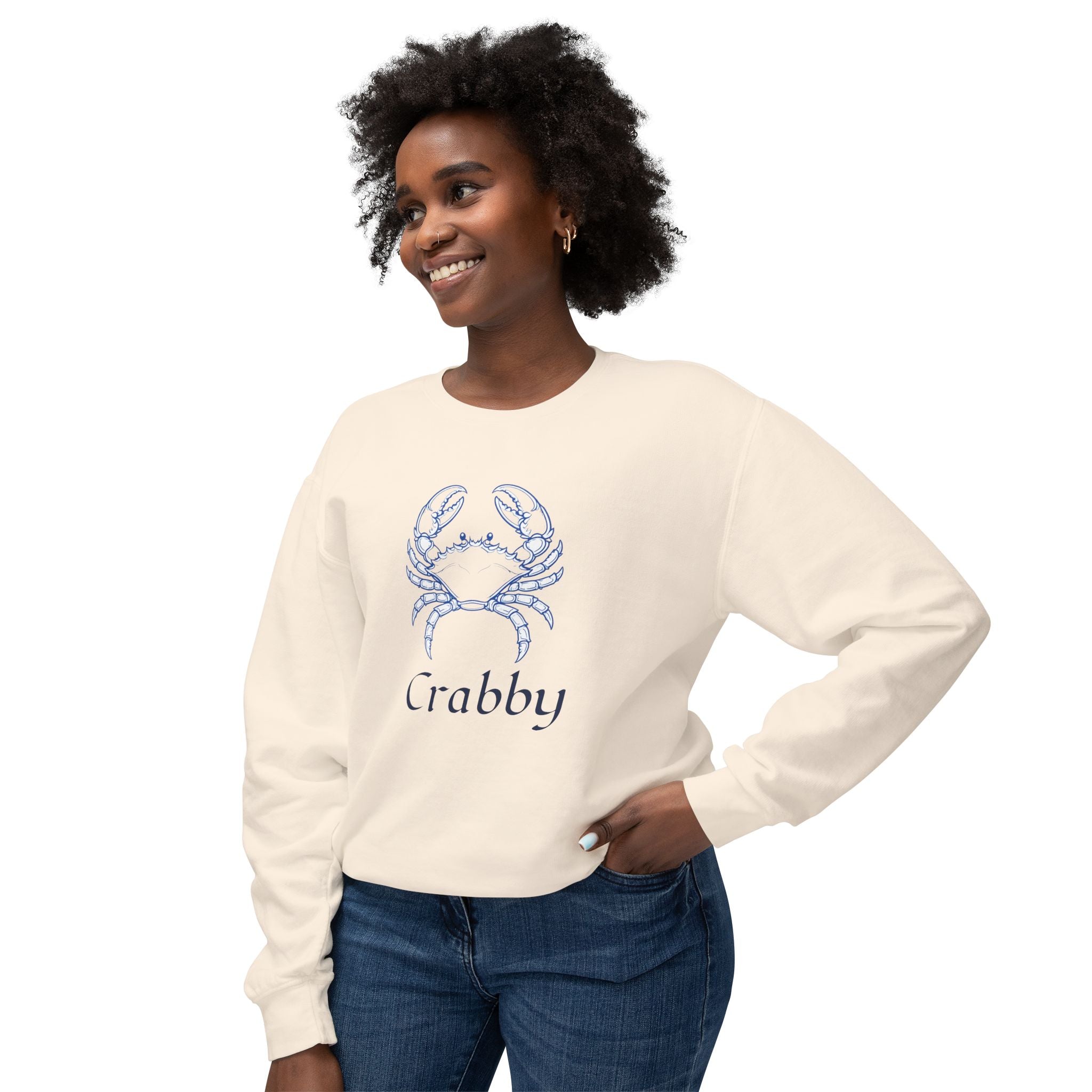 Crabby Blue Crab Sweatshirt — Coastal Nautical Crewneck