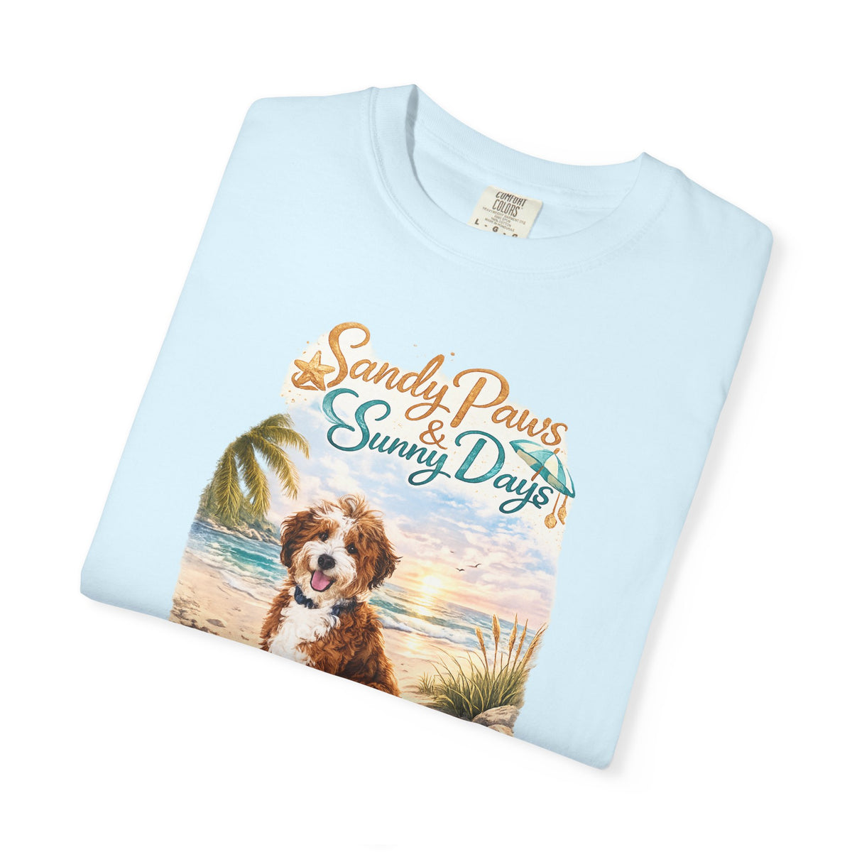 Sandy Paws Sunny Days T-Shirt — Unisex Comfort Colors Graphic Tee