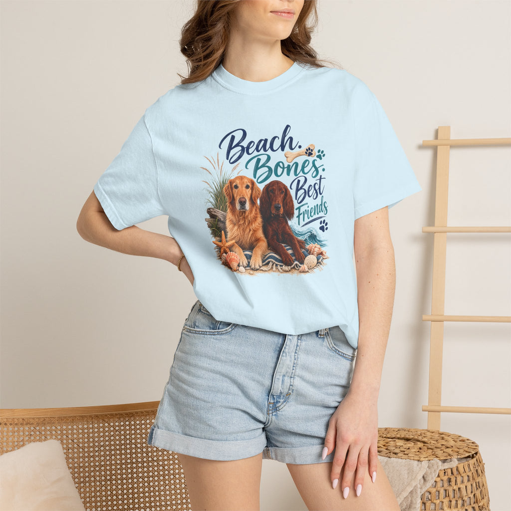 Beach Bones Best Friends Unisex Soft T-Shirt — Dog Lover Beach Tee