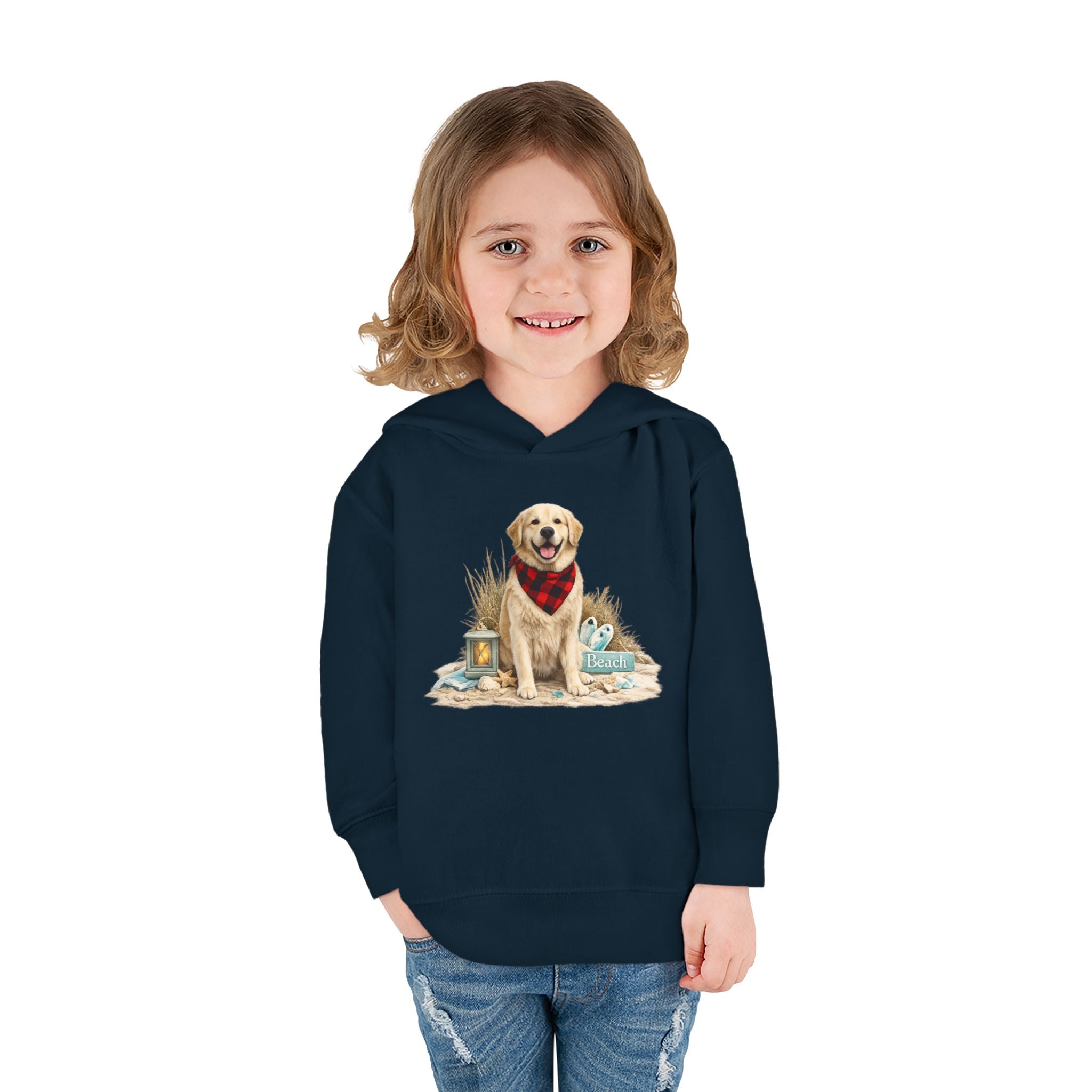 Toddler Hoodie — Golden Retriever with Bandana Graphic