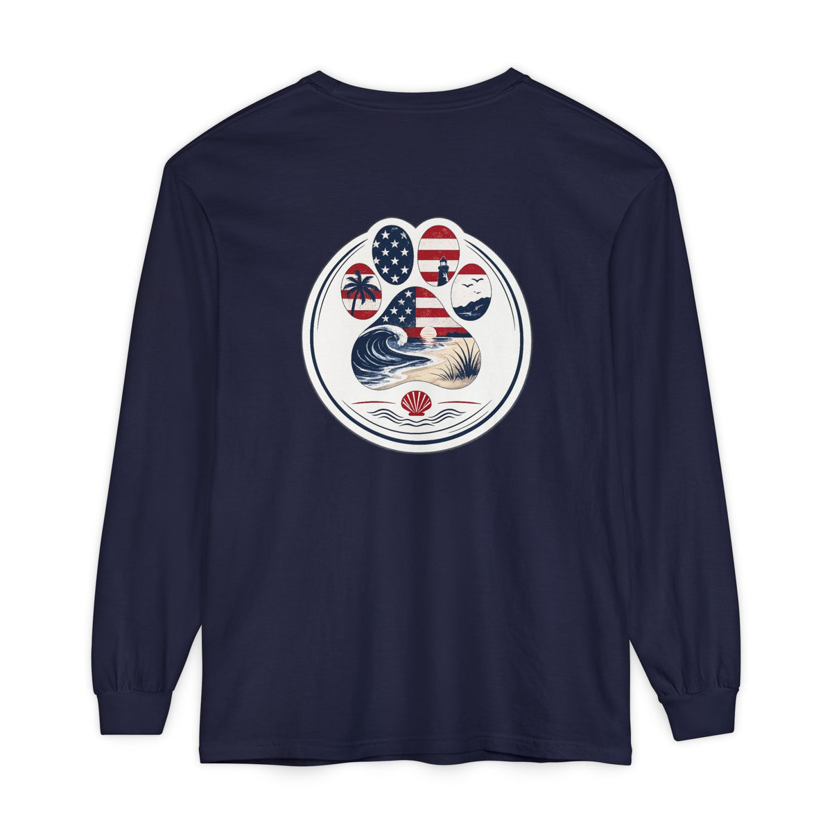 Patriotic Coast & Paws Signature Long Sleeve T‑Shirt
