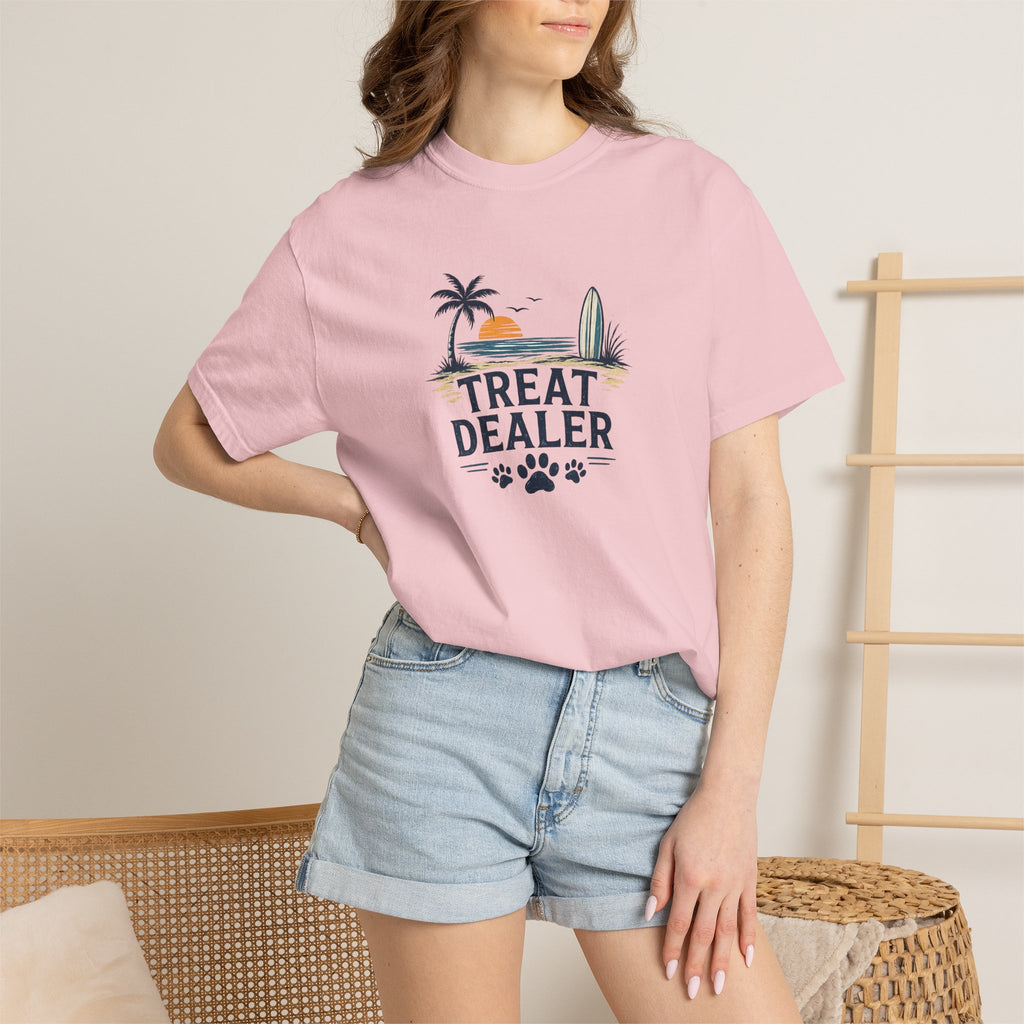 Treat Dealer Beach T-Shirt — Cute Dog Paw Surf Graphic