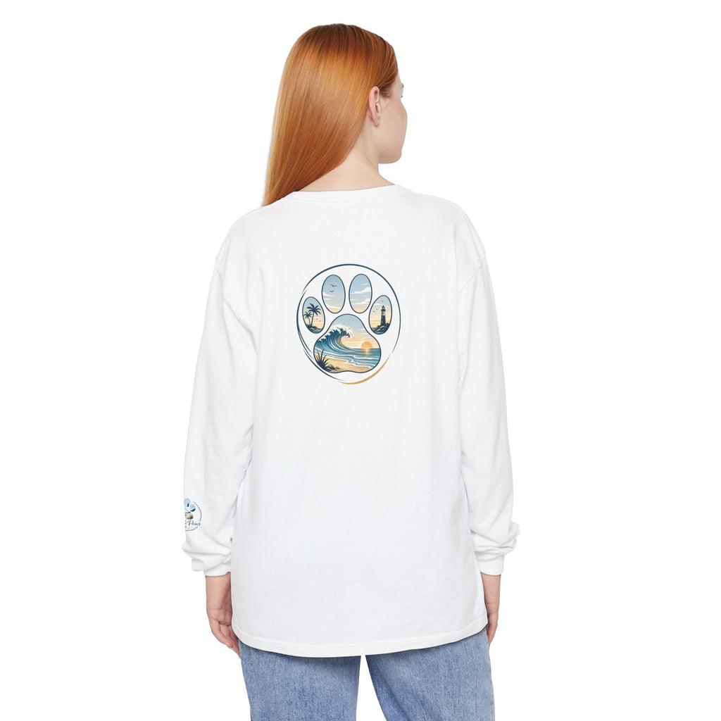 Coast & Paws Signature Soft Long Sleeve Tee — Coastal Paw Wave Graphic