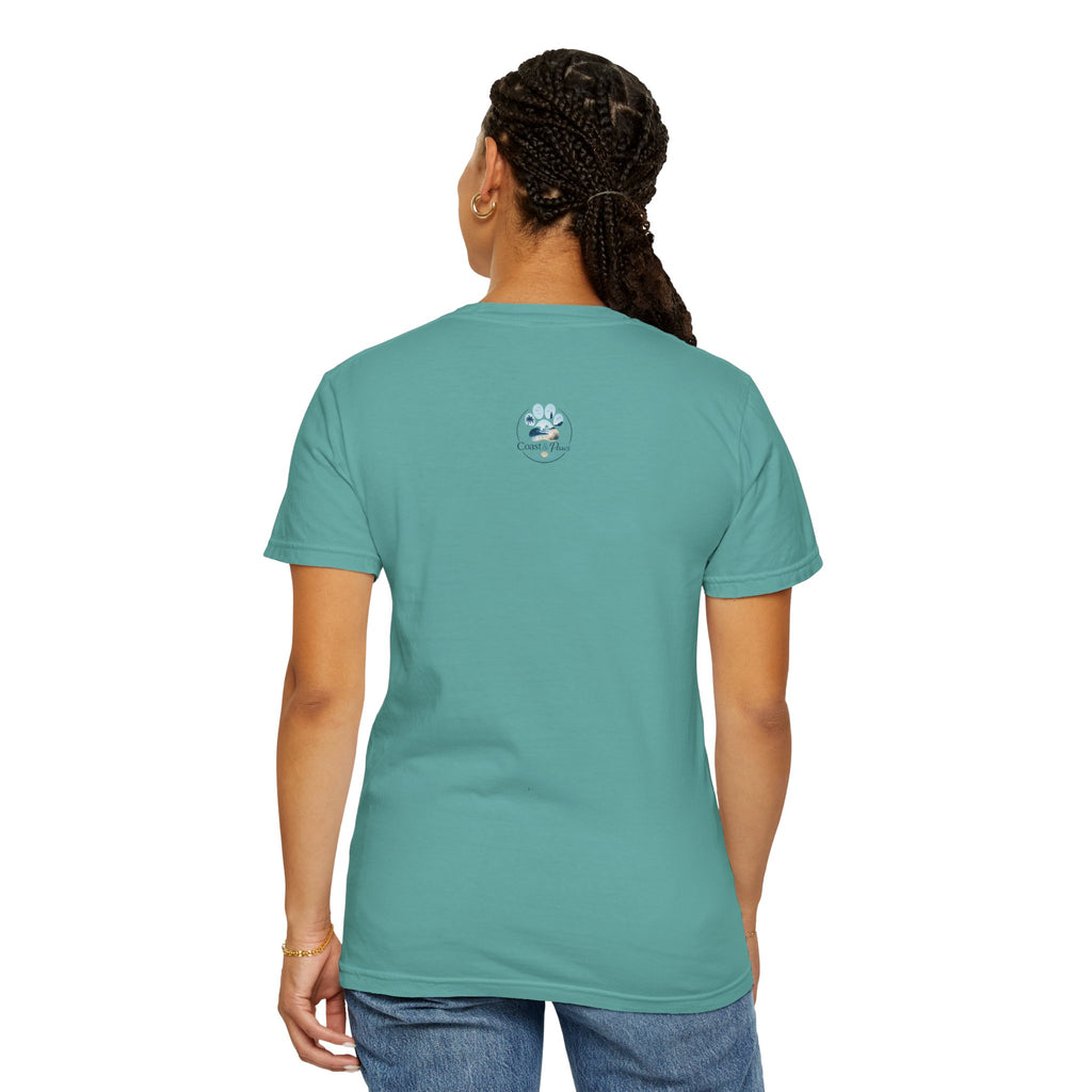 Ocean Paw Surf T-Shirt — Beach Sunset Paw Print Tee