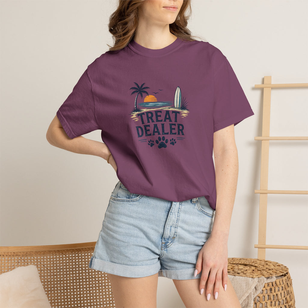 Treat Dealer Beach T-Shirt — Cute Dog Paw Surf Graphic