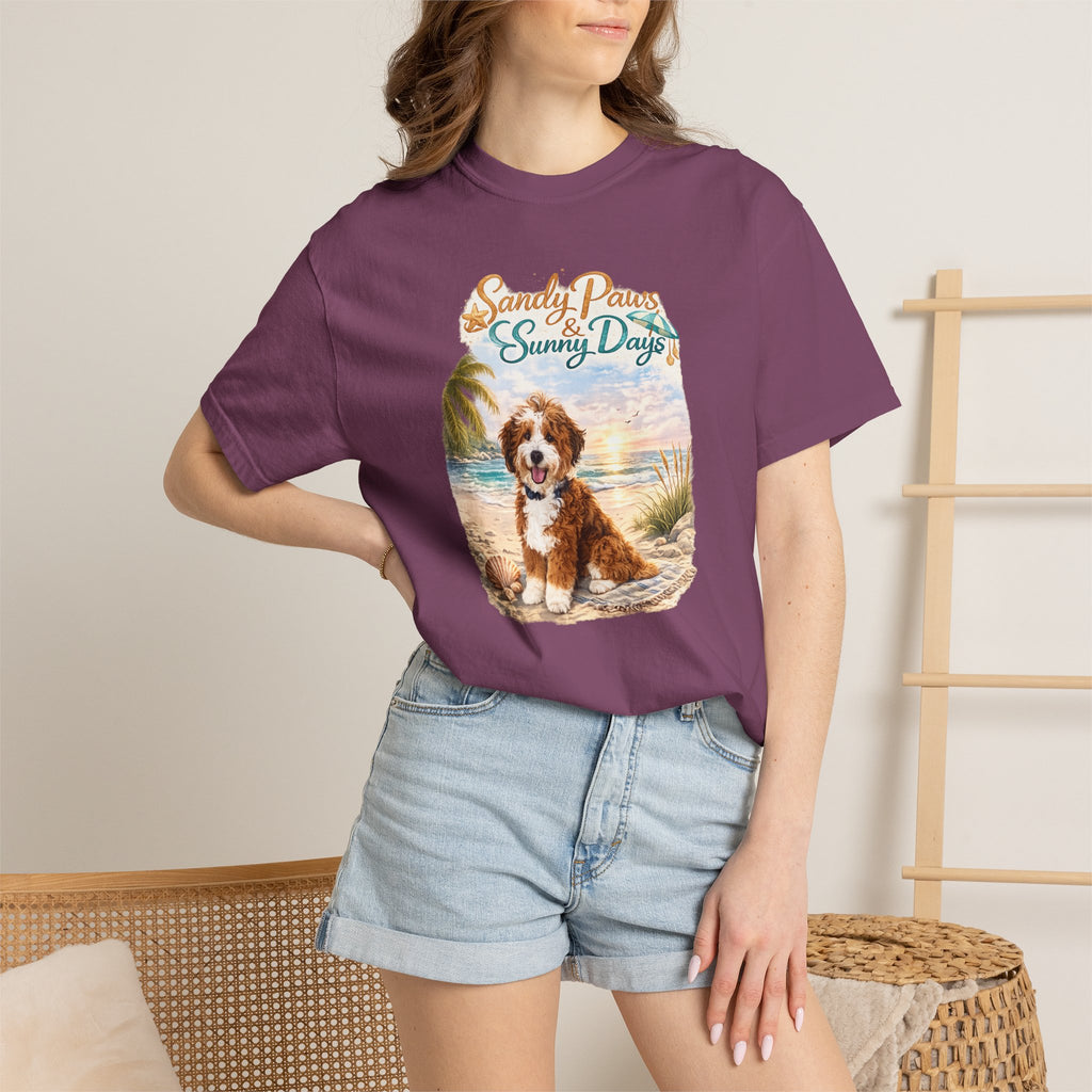 Sandy Paws Sunny Days T-Shirt — Unisex Comfort Colors Graphic Tee