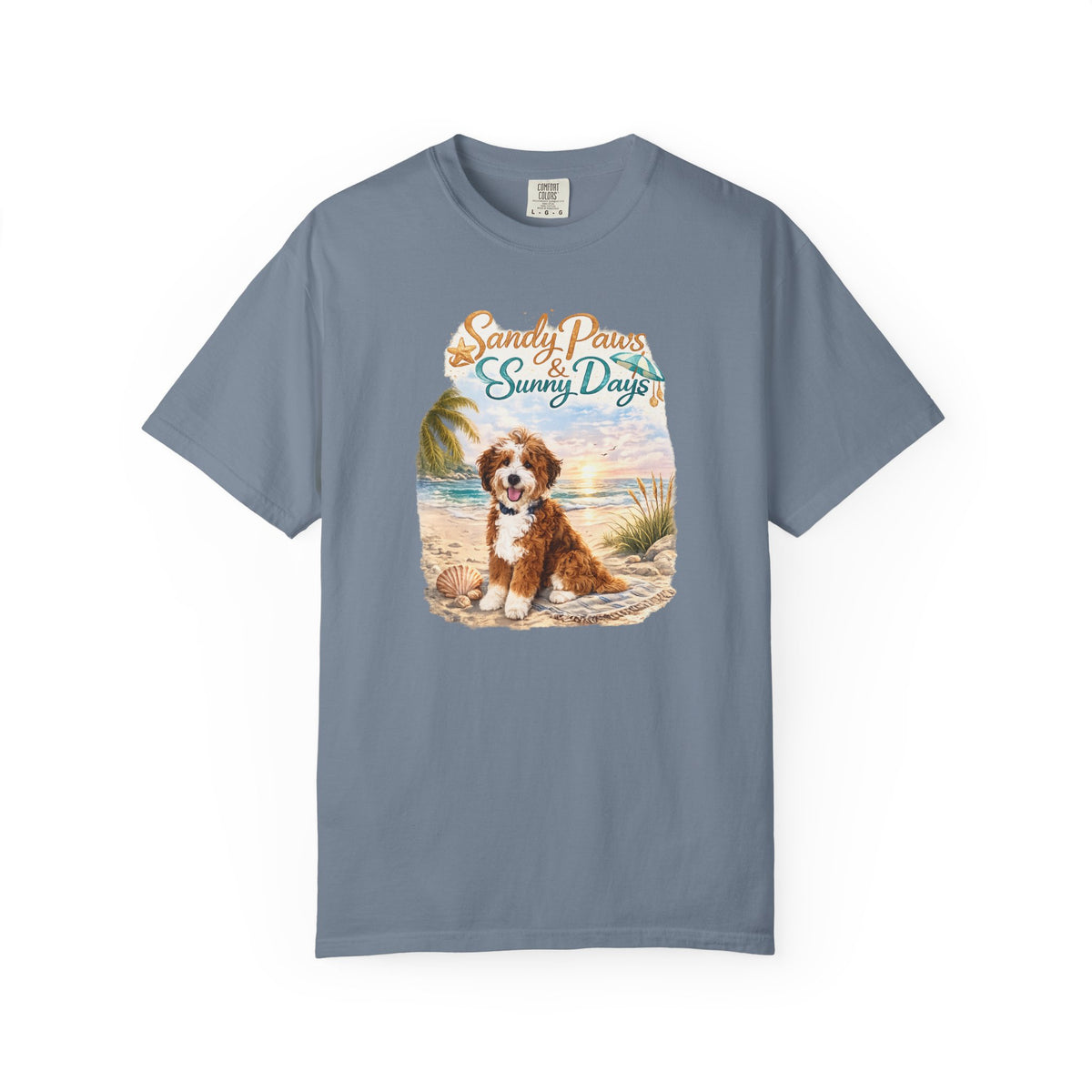 Sandy Paws Sunny Days T-Shirt — Unisex Comfort Colors Graphic Tee