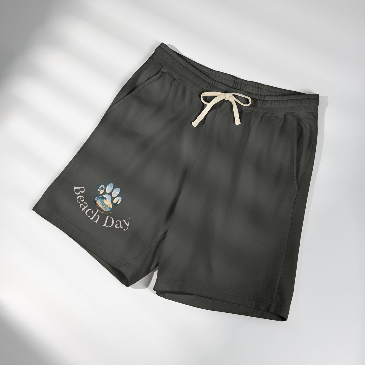 Beach Days Paw-Print Sweat Shorts — Lightweight Fleece Summer Lounge Shorts