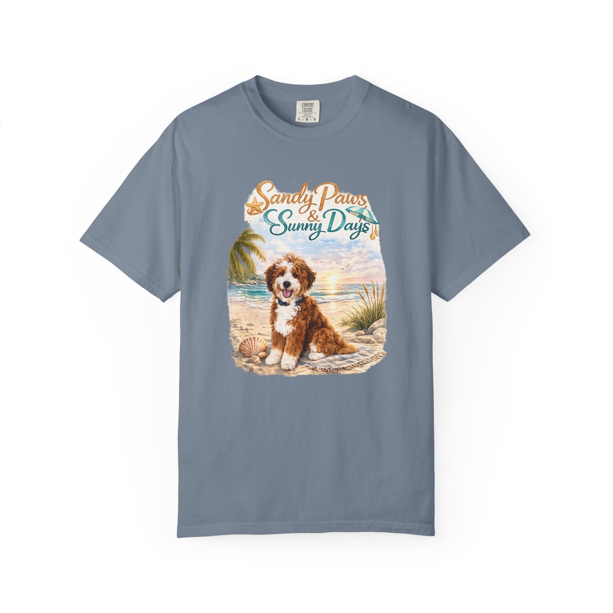 Sandy Paws Sunny Days T-Shirt — Unisex Comfort Colors Graphic Tee