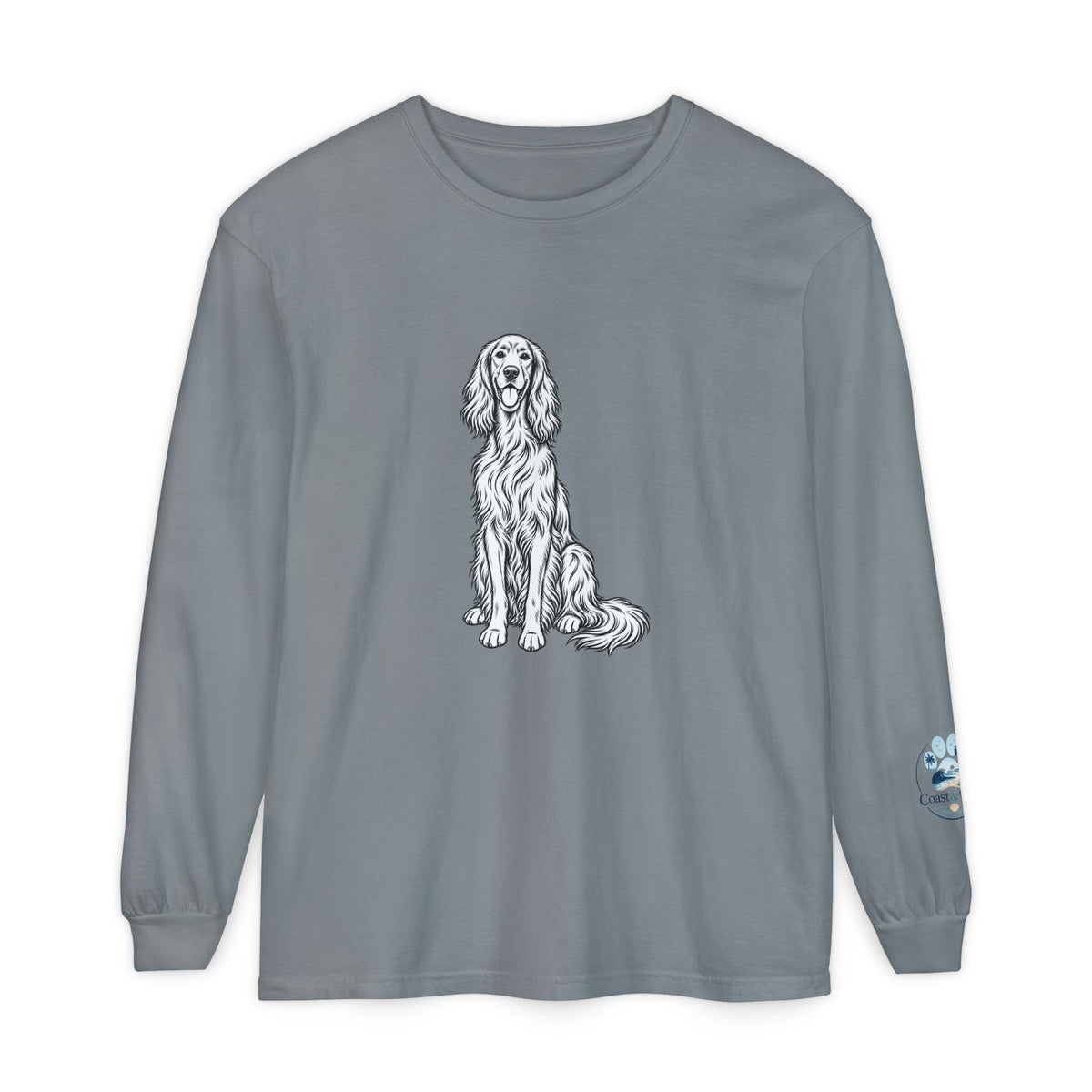 Irish Setter Unisex Long-Sleeve Tee with Coast & Paws logo on sleeve