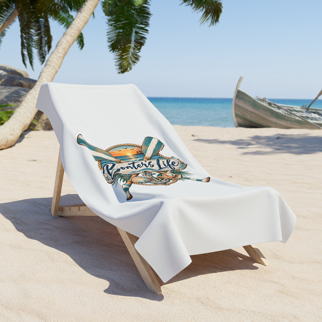 Beach Towel — “Boatlife” Nautical Tiger Oars Design