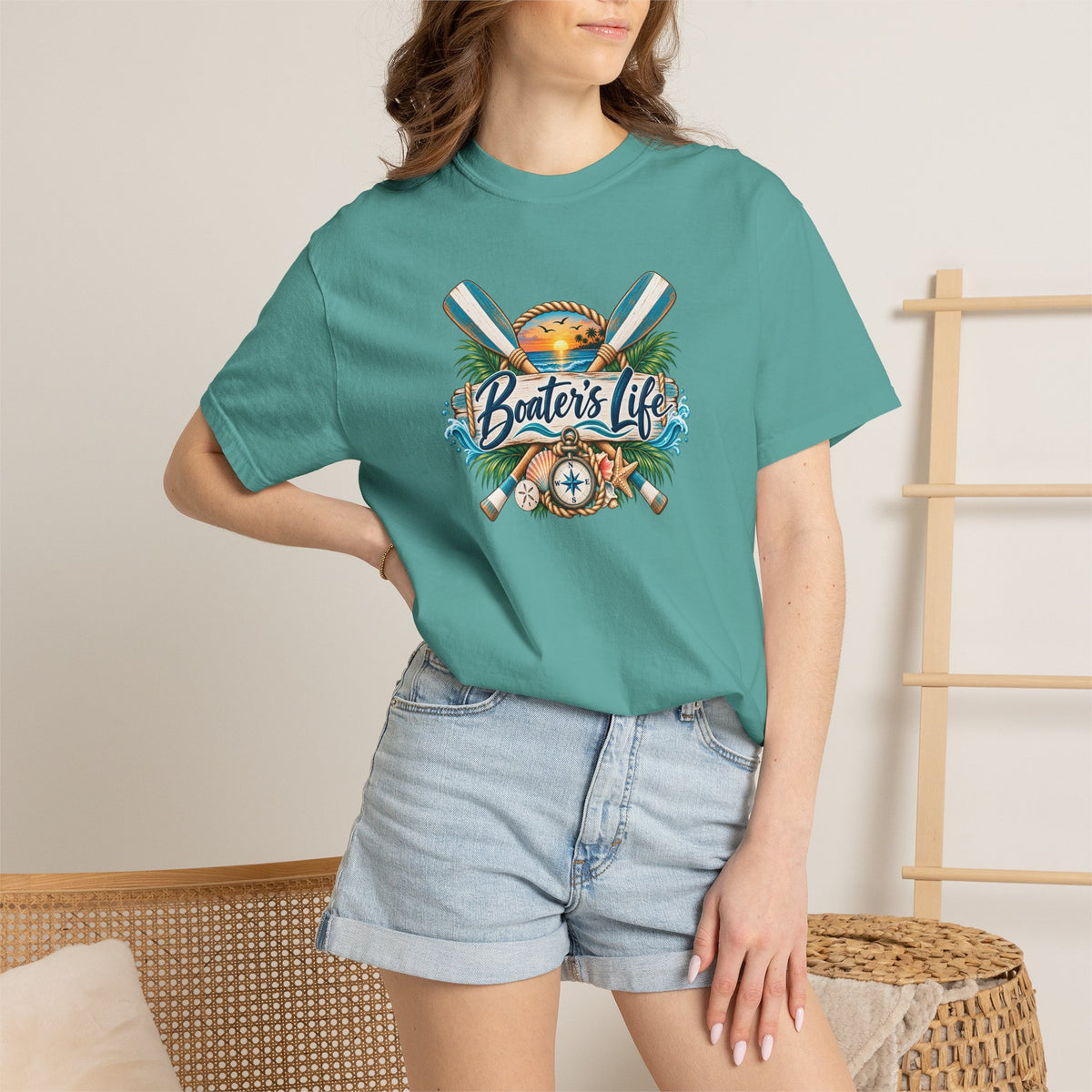 Boater's Life T-Shirt — Nautical Oars & Compass Beach Tee