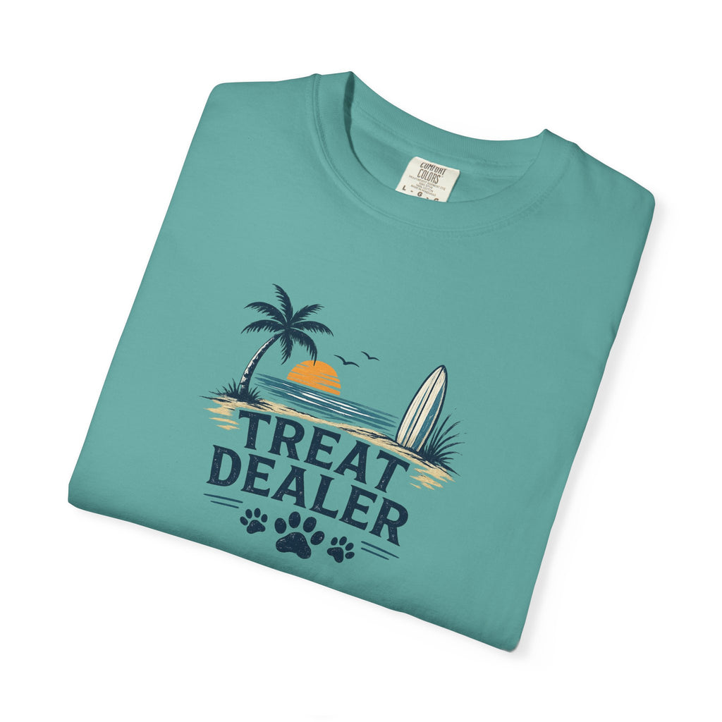 Treat Dealer Beach T-Shirt — Cute Dog Paw Surf Graphic