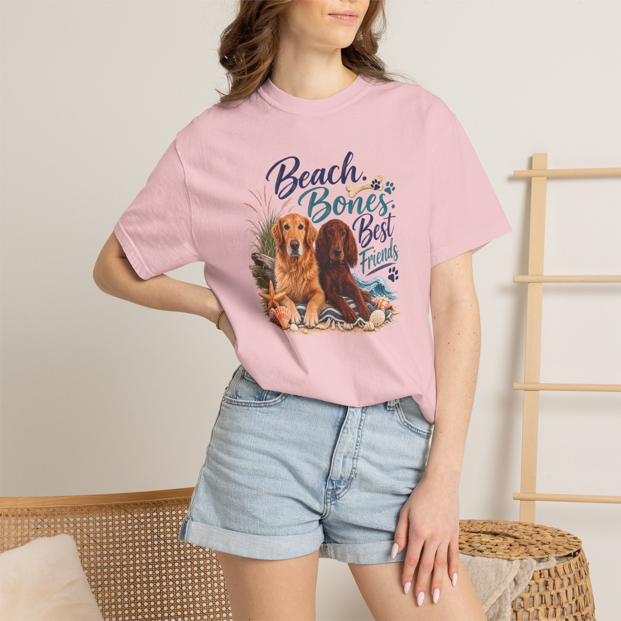 Beach Bones Best Friends Unisex Soft T-Shirt — Dog Lover Beach Tee