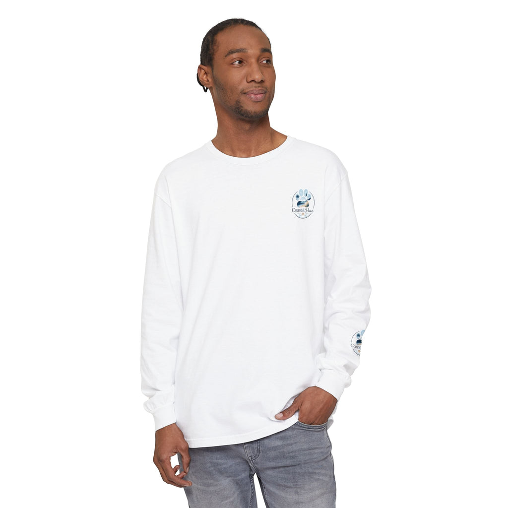 Coast & Paws Signature Soft Long Sleeve Tee — Coastal Paw Wave Graphic
