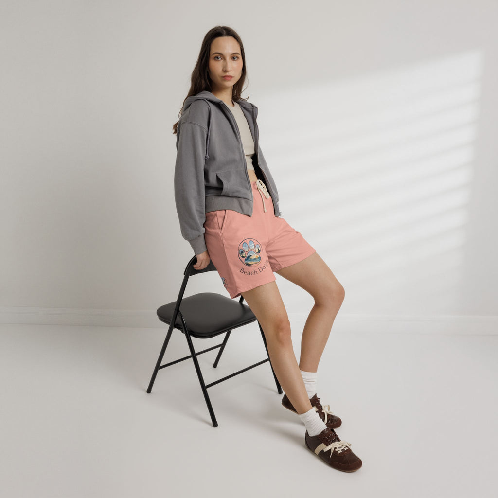 Beach Days Paw-Print Sweat Shorts — Lightweight Fleece Summer Lounge Shorts