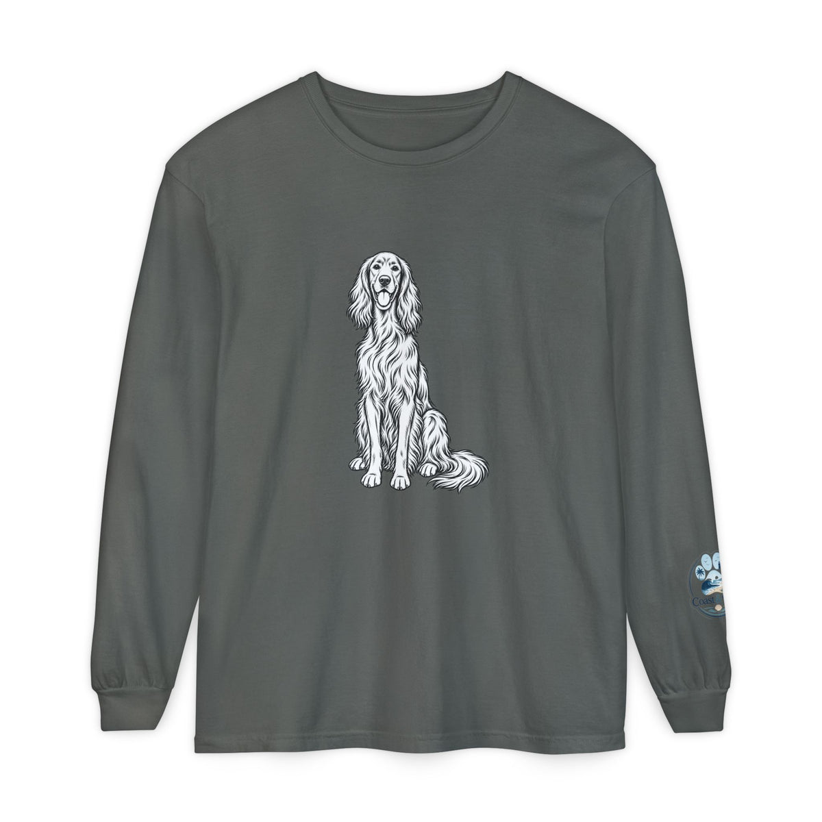Irish Setter Unisex Long-Sleeve Tee with Coast & Paws logo on sleeve