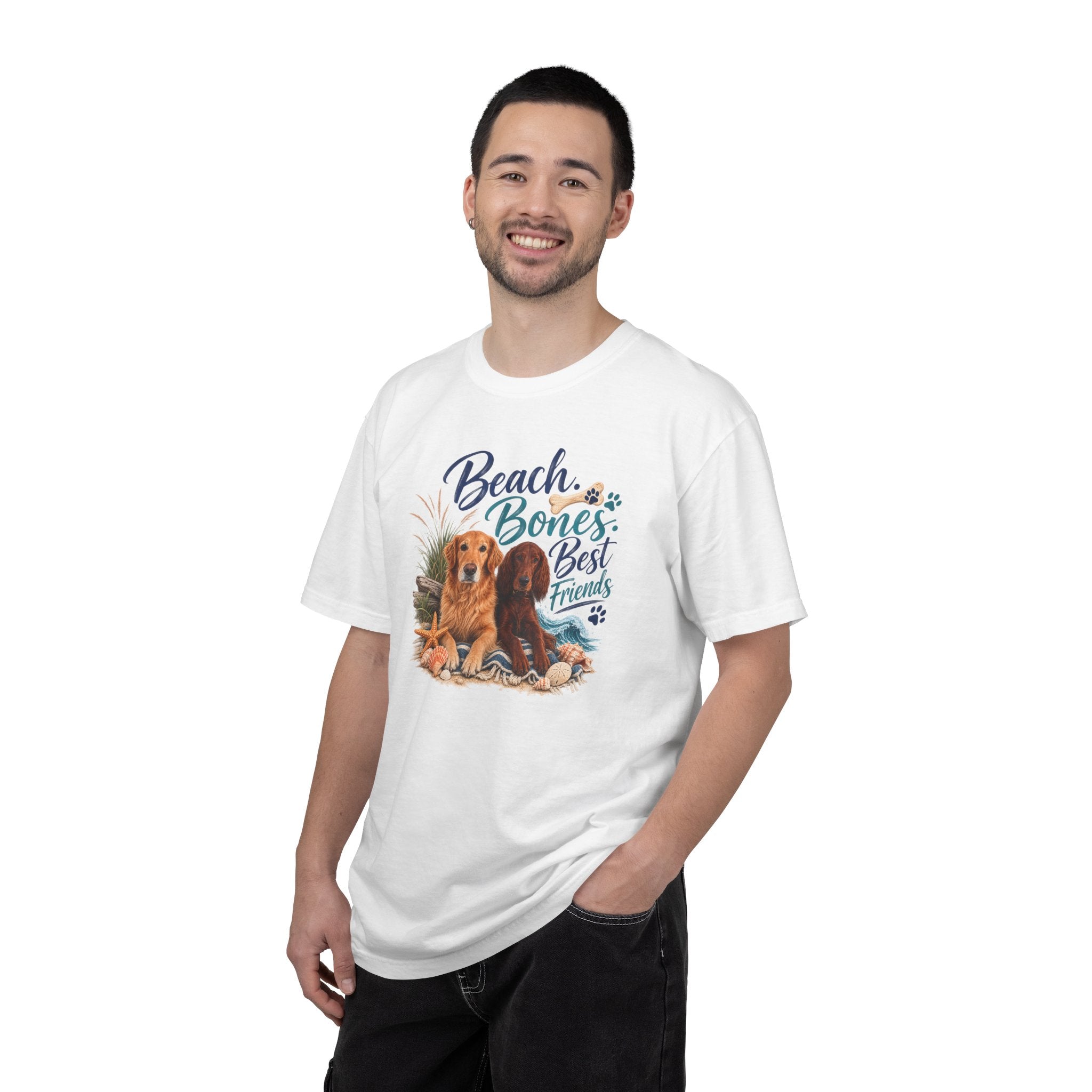 Beach Bones Best Friends Unisex Soft T-Shirt — Dog Lover Beach Tee