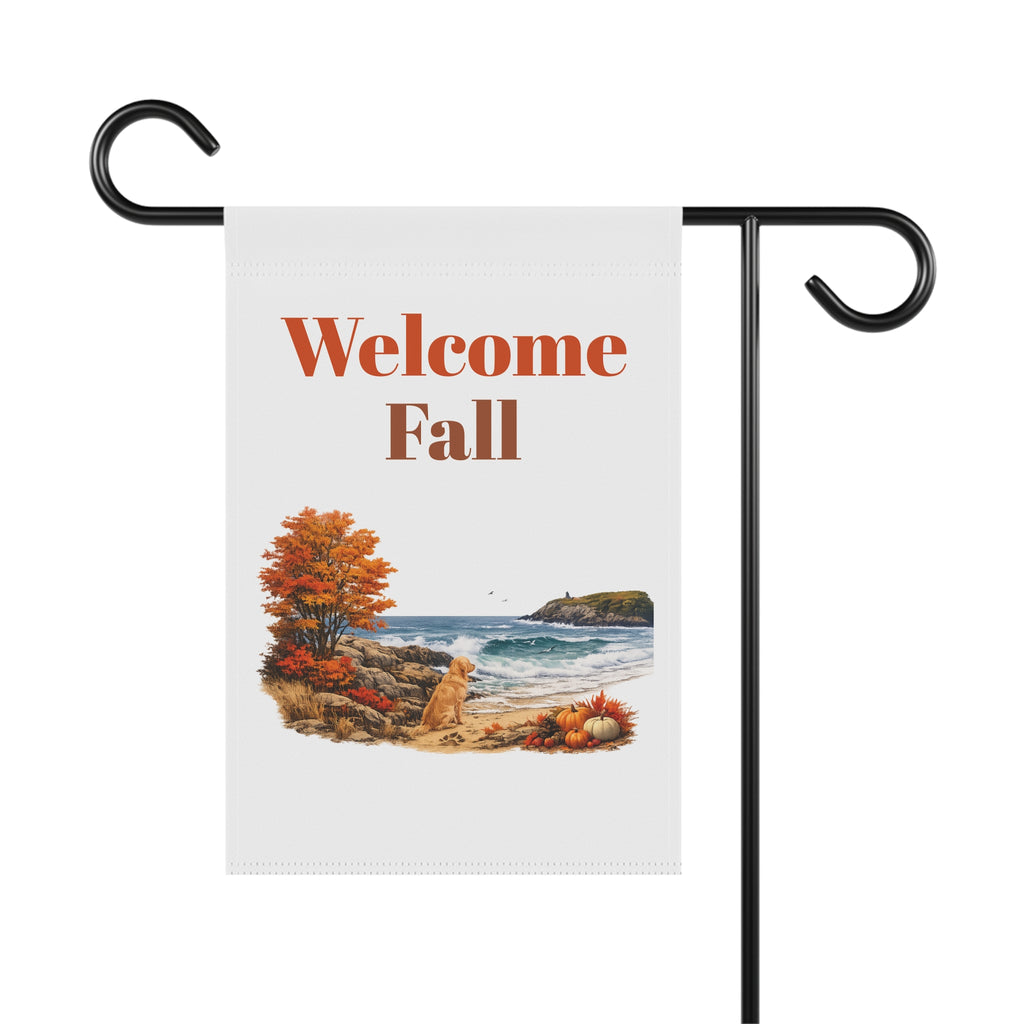 Welcome Fall Garden Flag – Autumn Seascape Welcome Banner for Porch & Yard