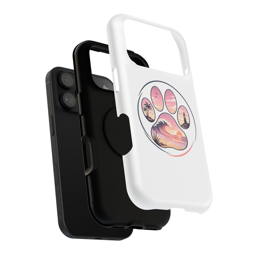 Beach Paw Phone Case — Impact-Resistant Tropical Paw Print iPhone Cover