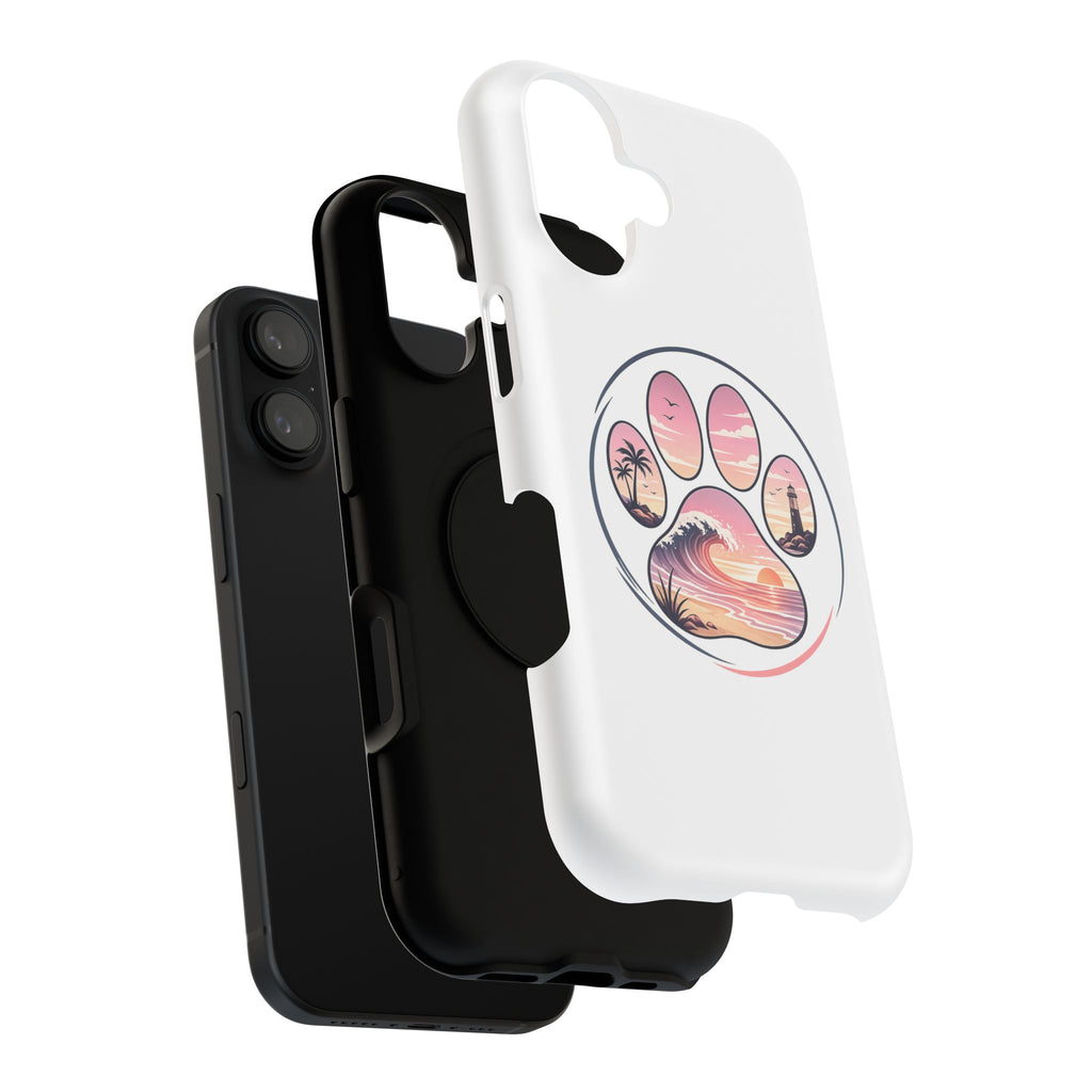 Beach Paw Phone Case — Impact-Resistant Tropical Paw Print iPhone Cover