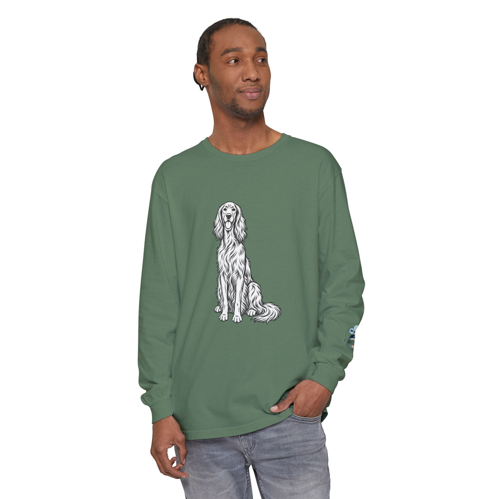 Irish Setter Unisex Long-Sleeve Tee with Coast & Paws logo on sleeve