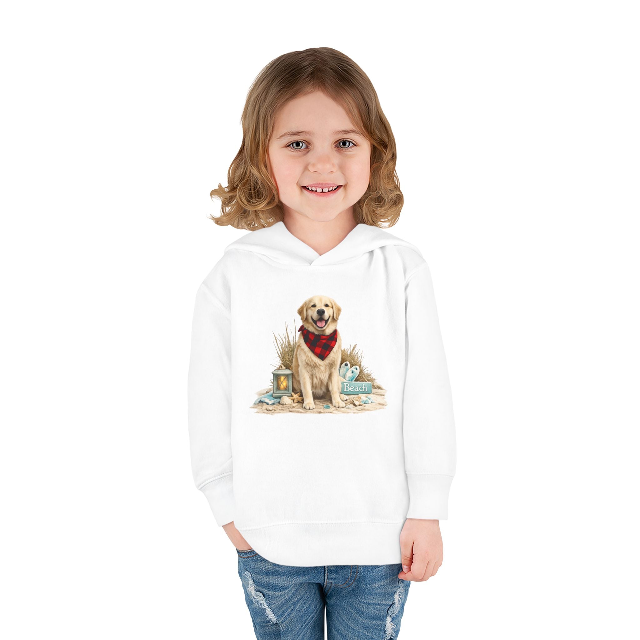 Toddler Hoodie — Golden Retriever with Bandana Graphic