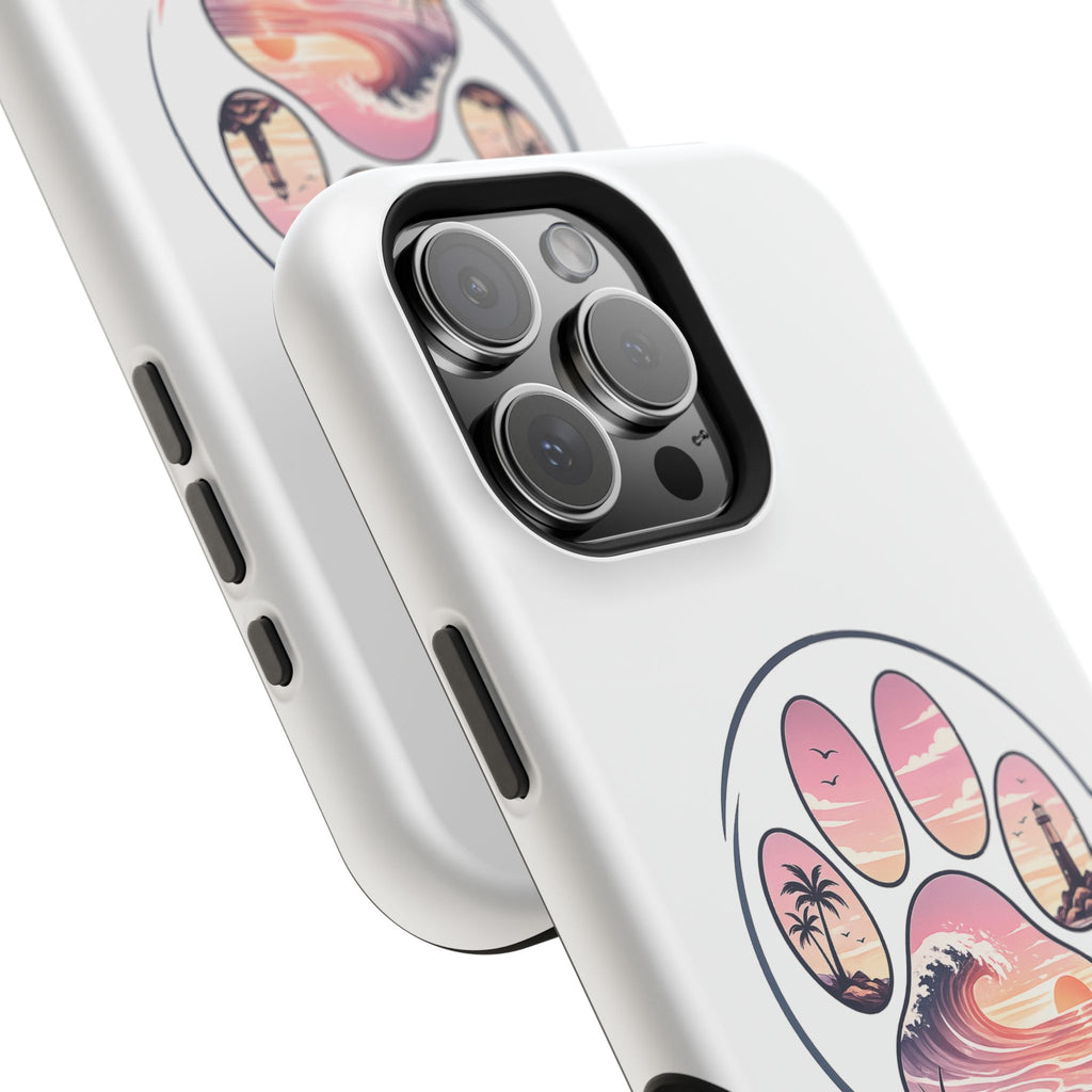 Beach Paw Phone Case — Impact-Resistant Tropical Paw Print iPhone Cover