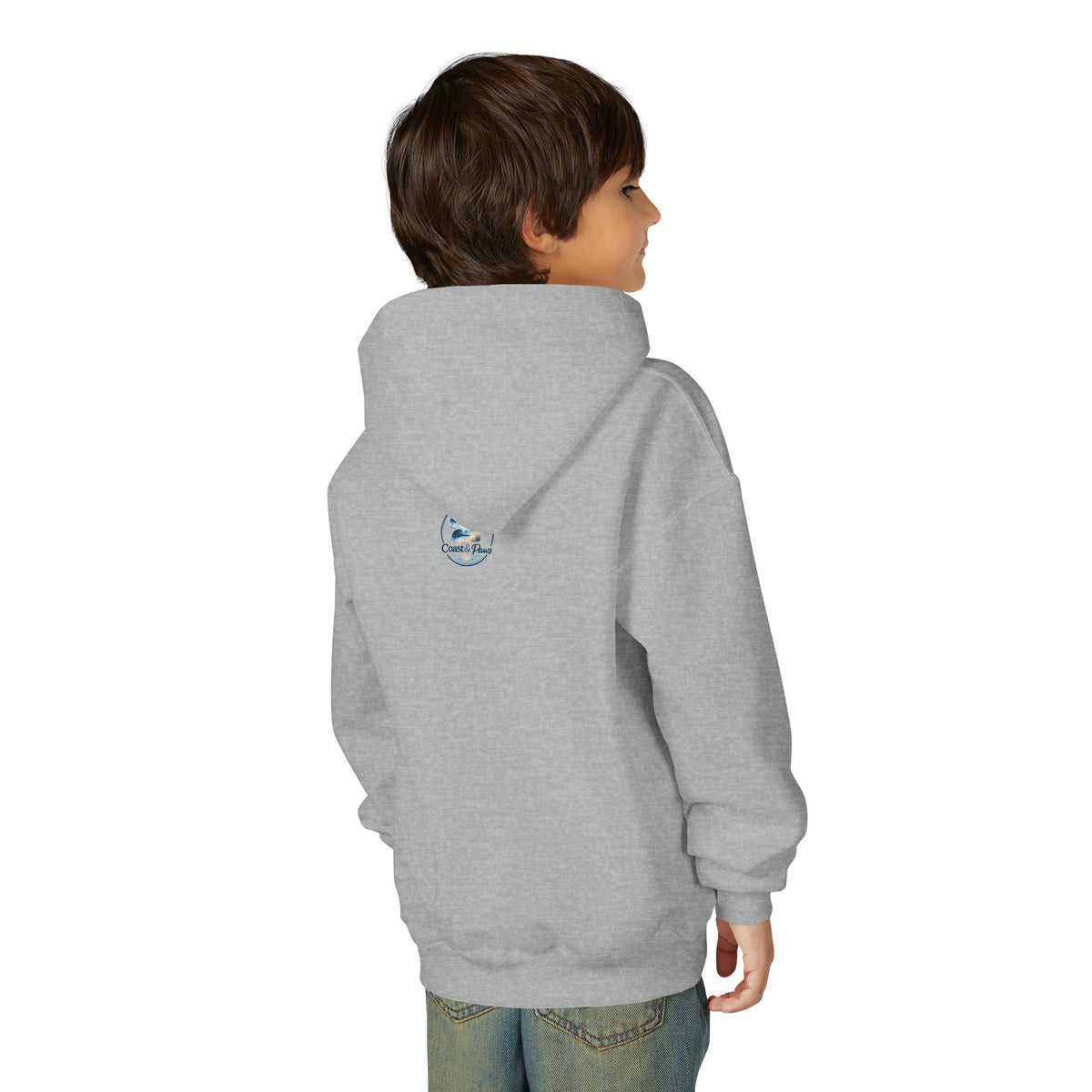 Youth Hoodie — "Sea Side Nap" Cat Beach Graphic Sweatshirt