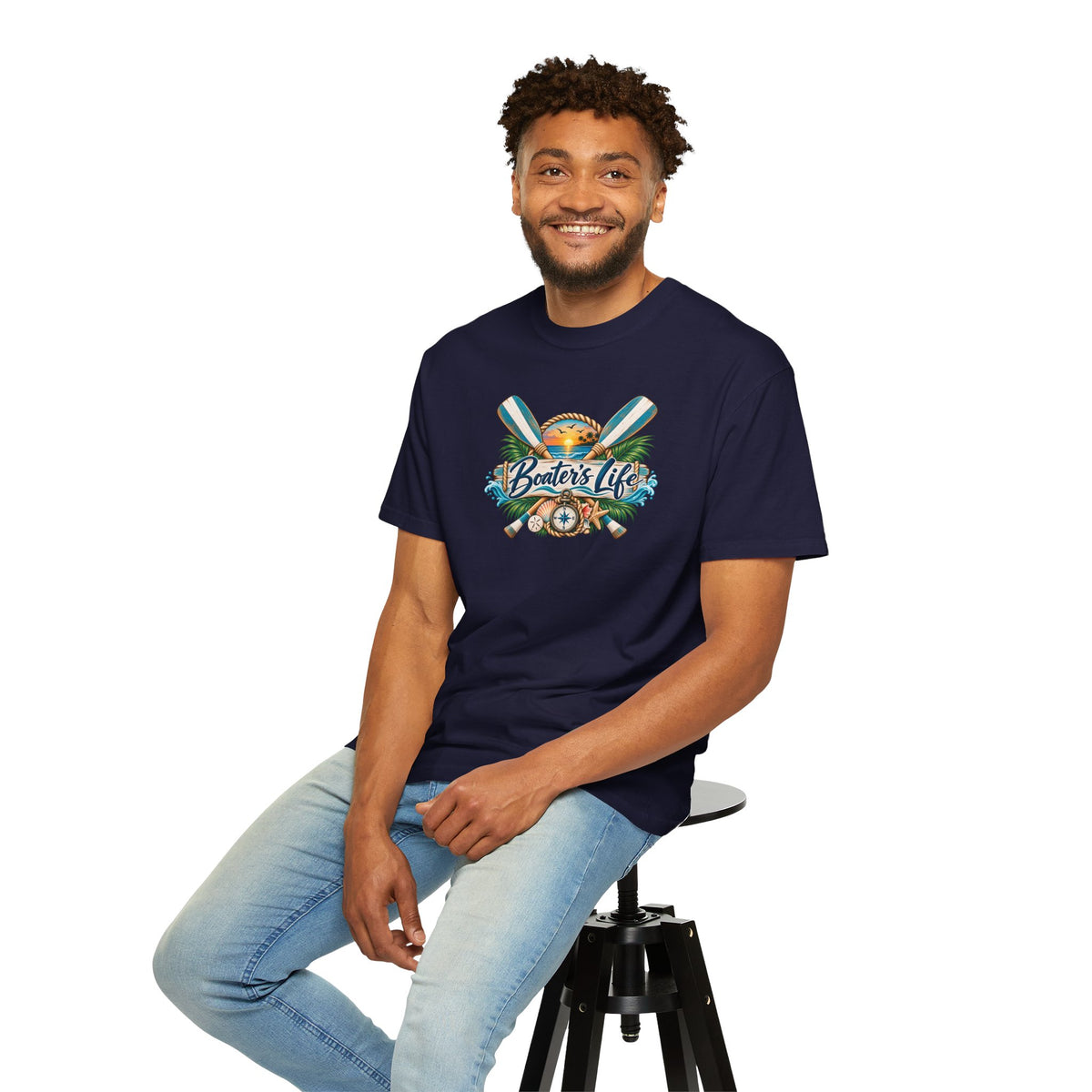 Boater's Life T-Shirt — Nautical Oars & Compass Beach Tee