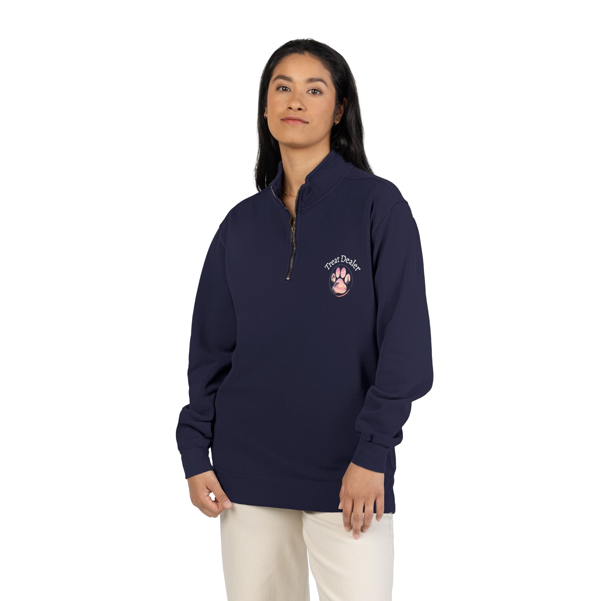Quarter-Zip Sweatshirt — "Treat Dealer" Paw