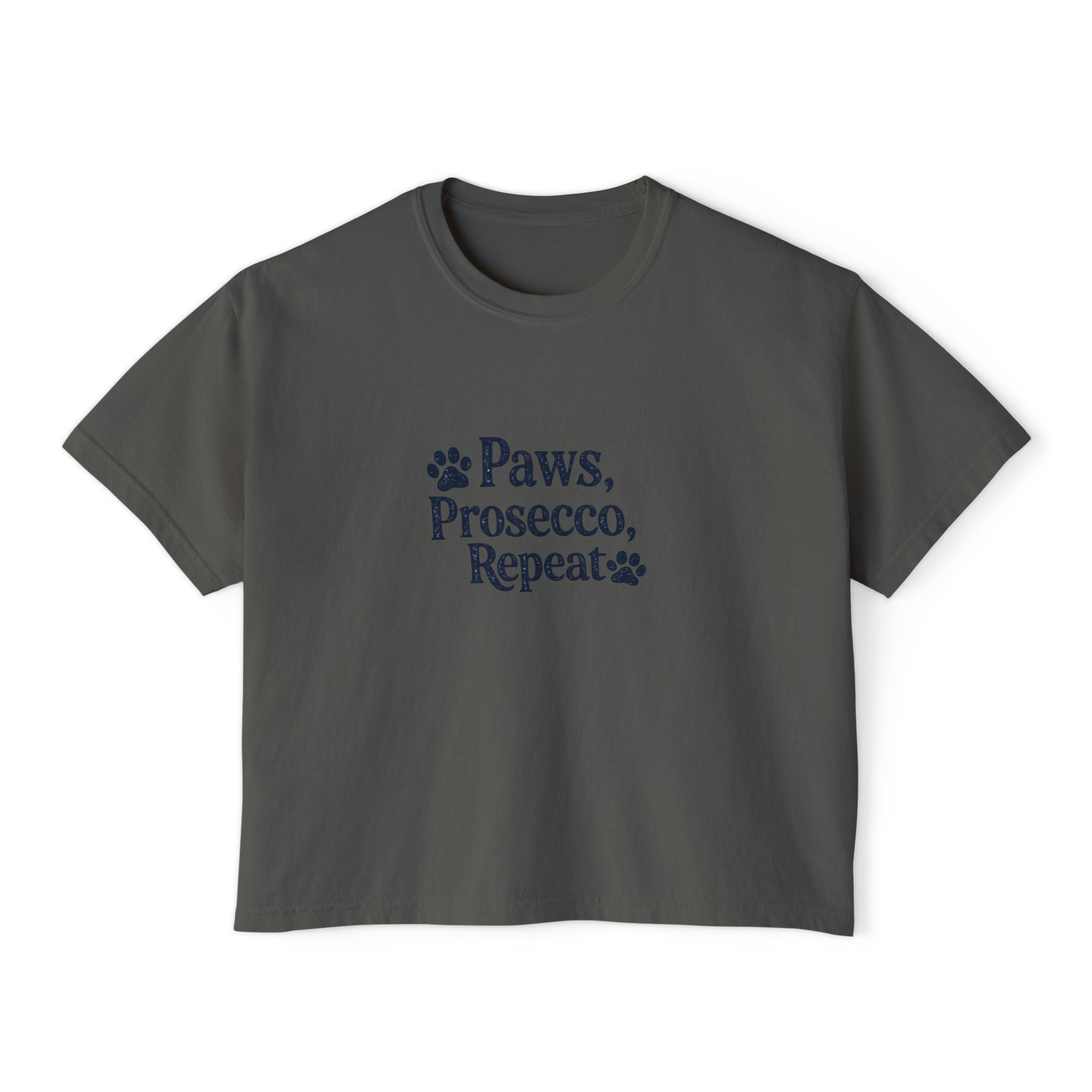 Paws, Prosecco, Repeat Boxy Tee — Crop Shirt