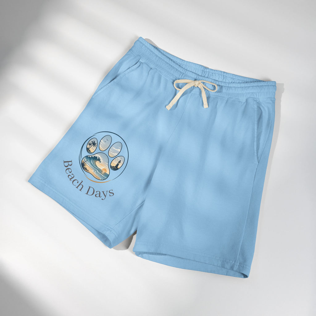Beach Days Paw-Print Sweat Shorts — Lightweight Fleece Summer Lounge Shorts