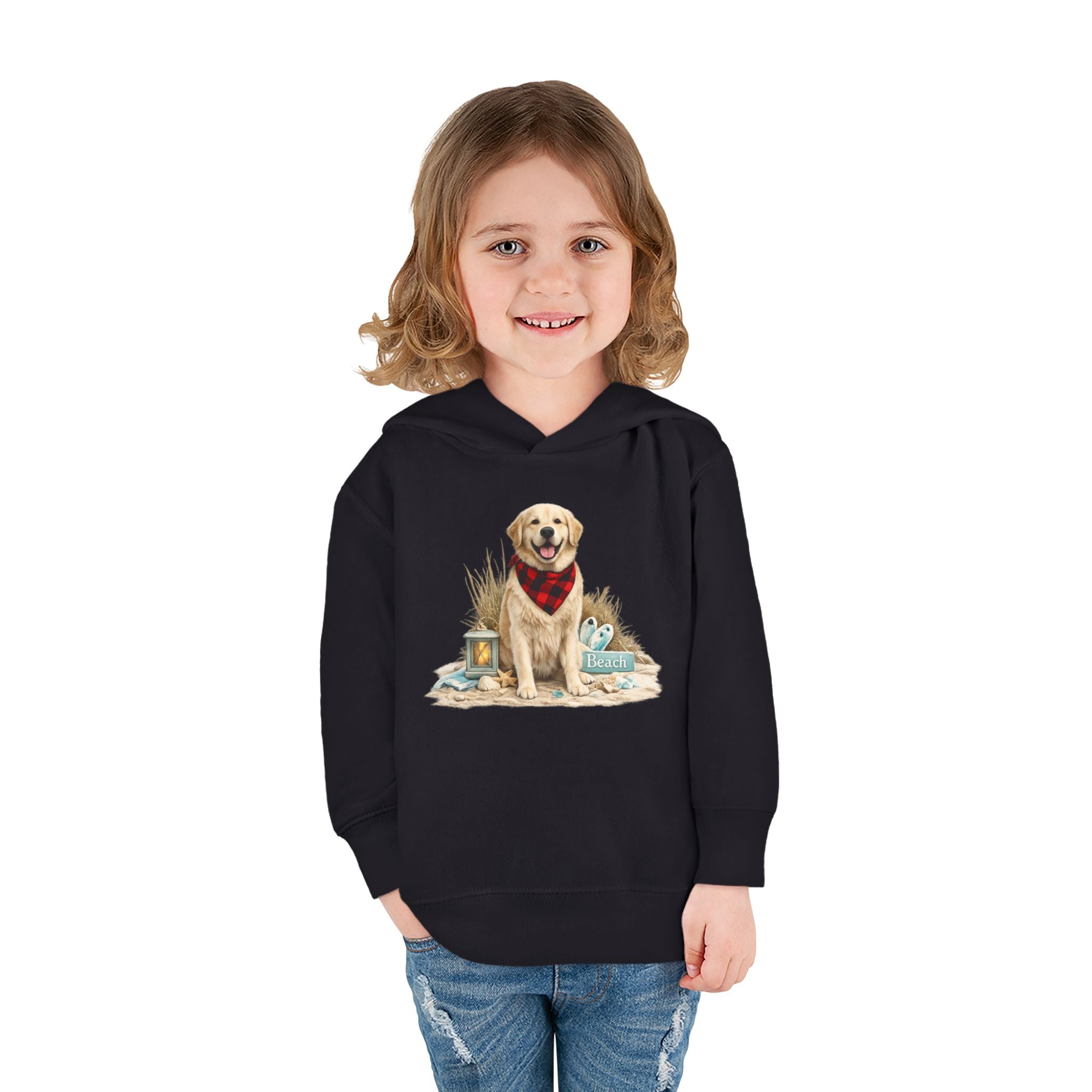 Toddler Hoodie — Golden Retriever with Bandana Graphic