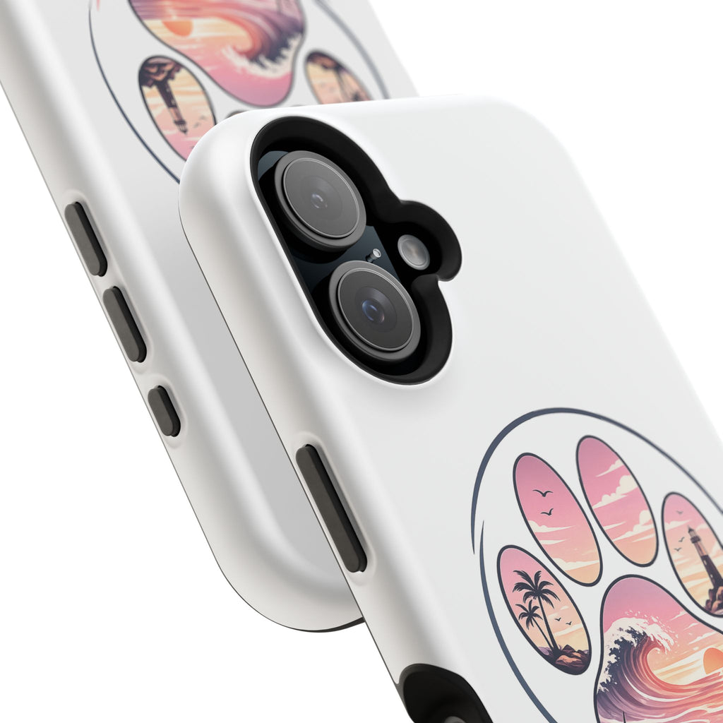 Beach Paw Phone Case — Impact-Resistant Tropical Paw Print iPhone Cover