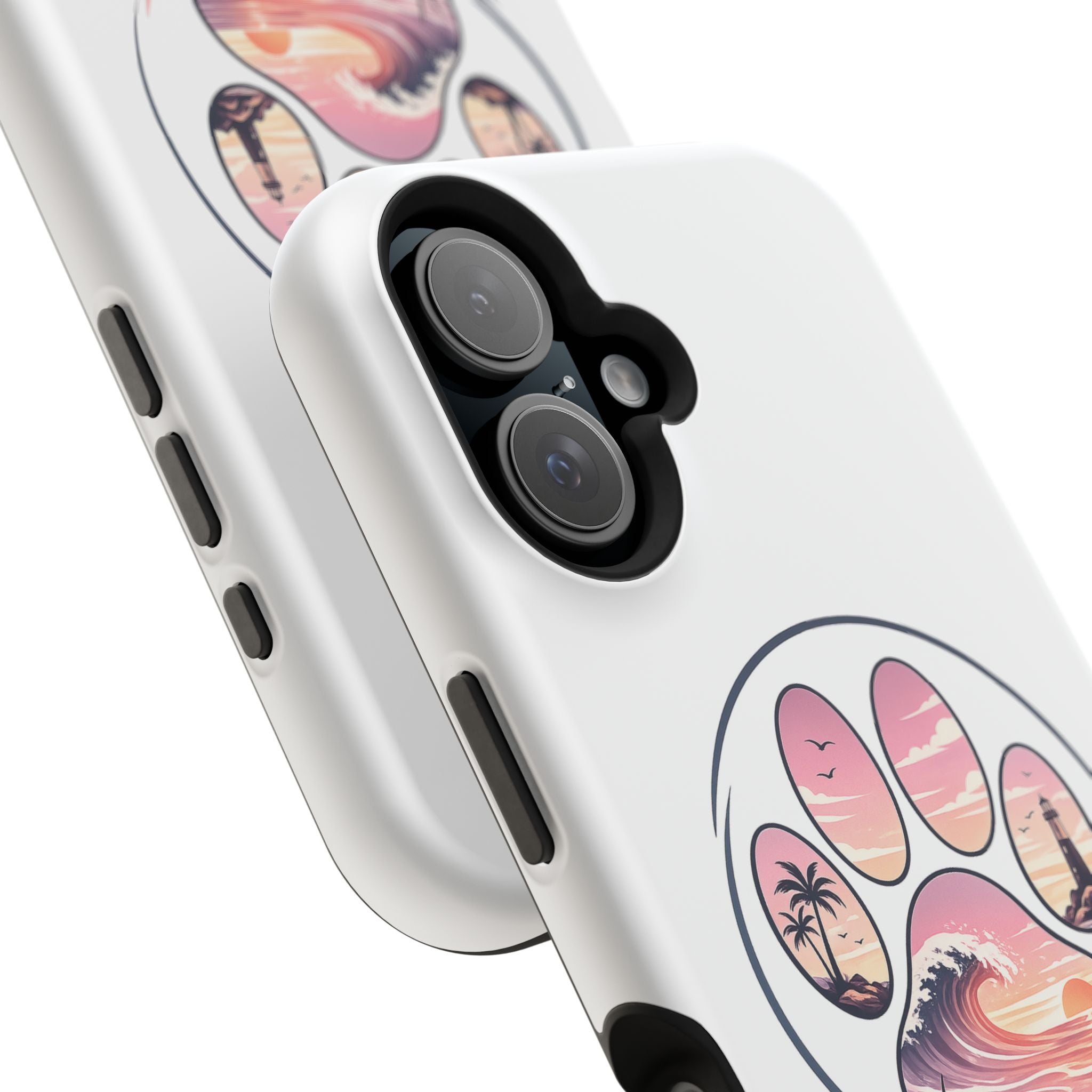 Beach Paw Phone Case — Impact-Resistant Tropical Paw Print iPhone Cover
