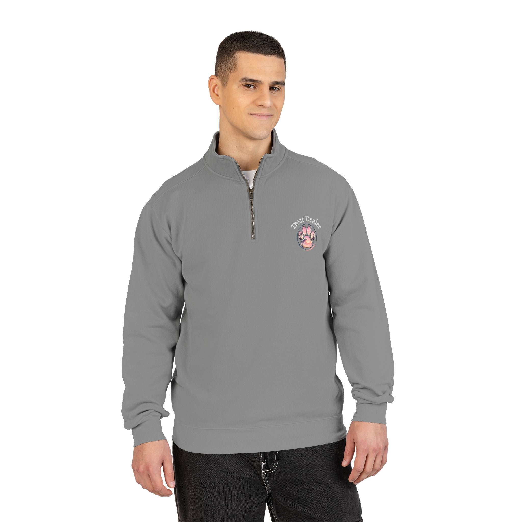 Quarter-Zip Sweatshirt — "Treat Dealer" Paw