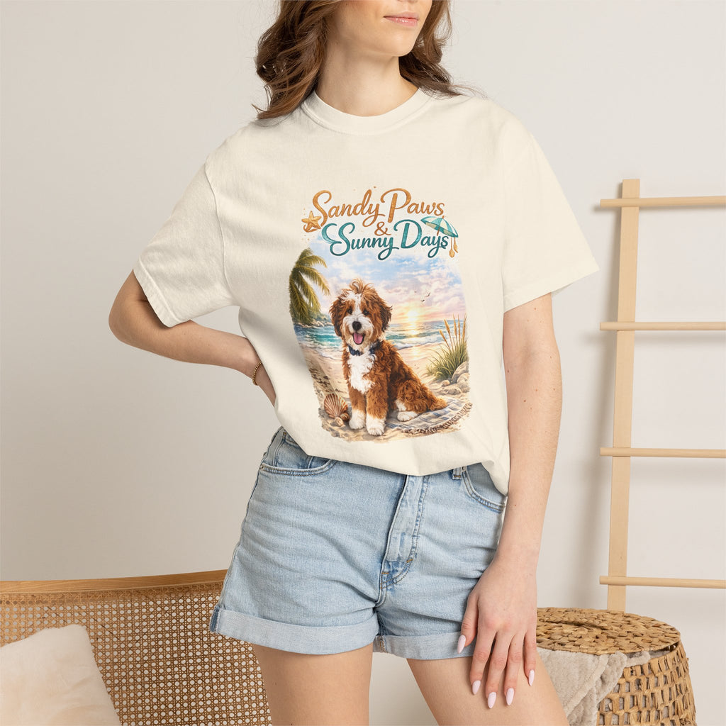 Sandy Paws Sunny Days T-Shirt — Unisex Comfort Colors Graphic Tee