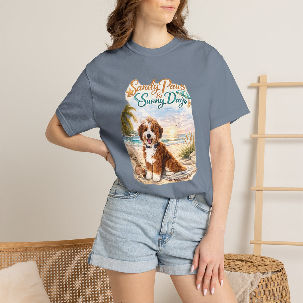 Sandy Paws Sunny Days T-Shirt — Unisex Comfort Colors Graphic Tee