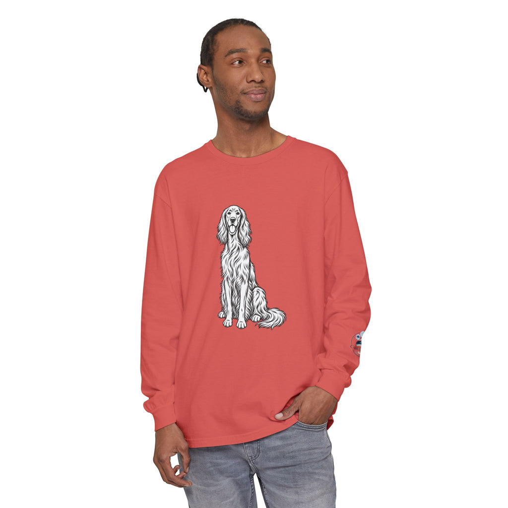Irish Setter Unisex Long-Sleeve Tee with Coast & Paws logo on sleeve