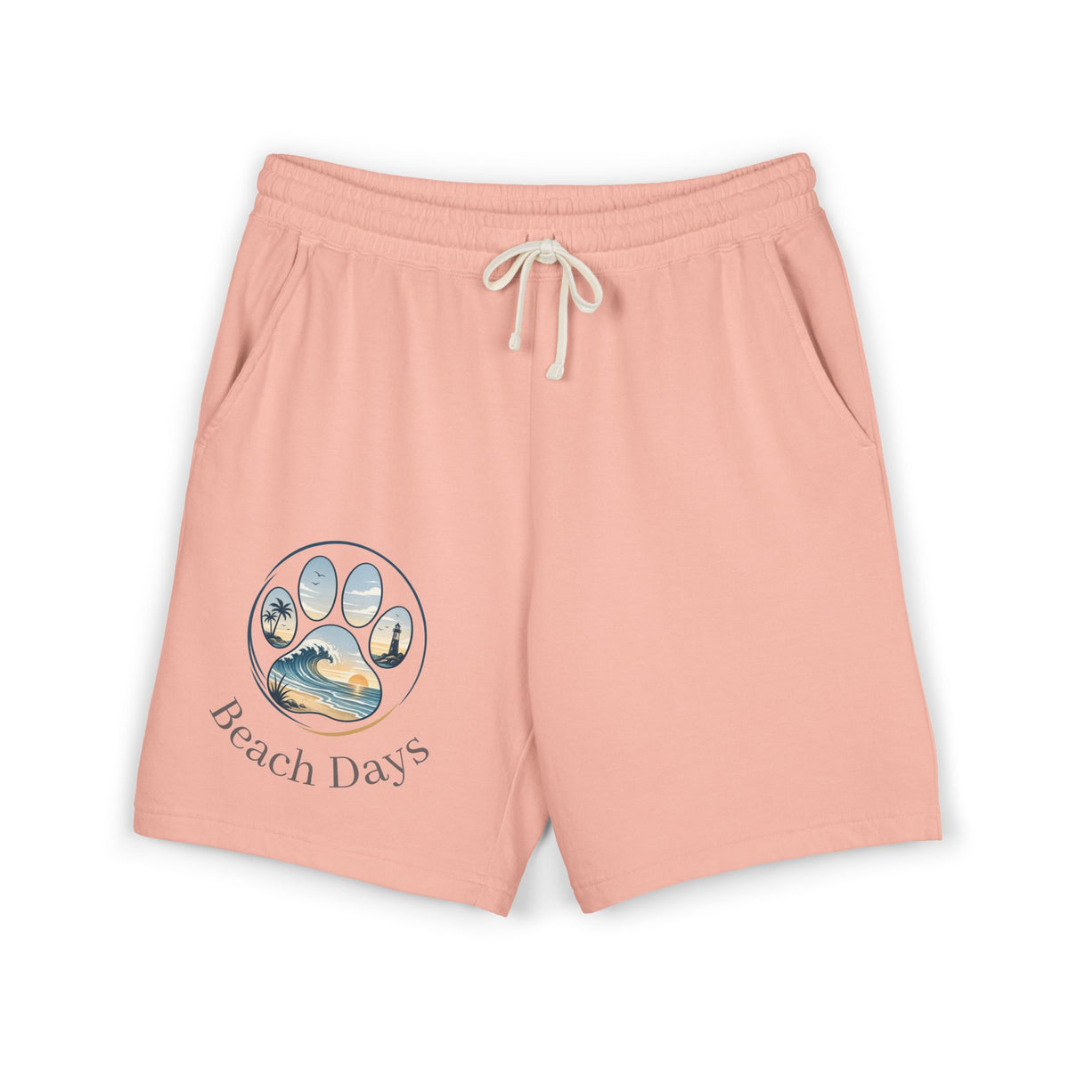 Beach Days Paw-Print Sweat Shorts — Lightweight Fleece Summer Lounge Shorts