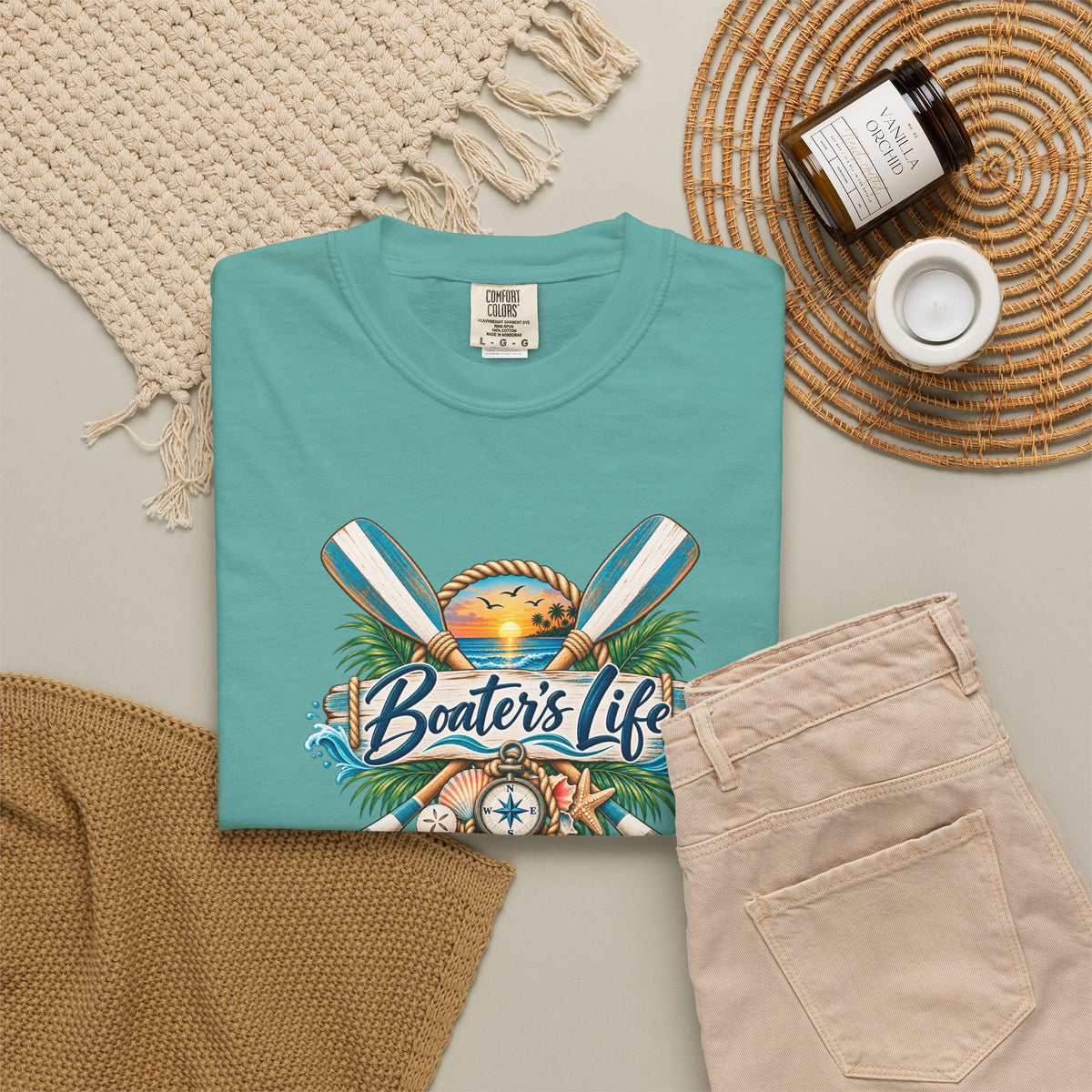 Boater's Life T-Shirt — Nautical Oars & Compass Beach Tee
